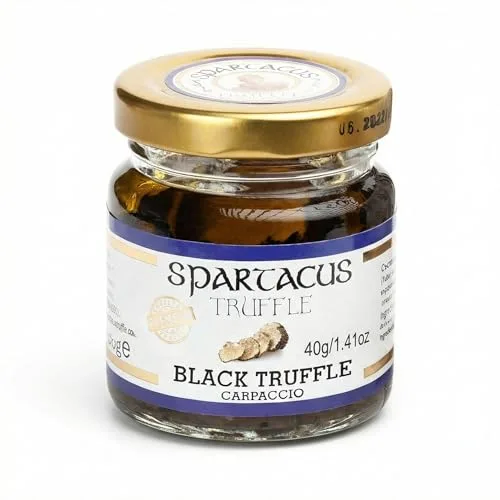 SPARTACUS CARPACCIO TRUFA NEGRA CONSERVADA EN ACEITE DE OLIVA VIRGEN EXTRA PERFECTO CONDIMENTO GOURMET (Carpaccio Trufa 40g)