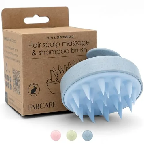 FABCARE Cepillo Cuero Cabelludo | Masajeador Cuero Cabelludo | Paja Trigo y Silicona | Cepillo Exfoliante Capilar Pelo Húmedo y Mojado | Masajeador Cabeza Crecimiento Capilar, Limpieza y Sequedad