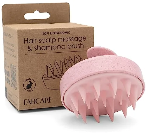 FABCARE Cepillo Cuero Cabelludo | Masajeador Cuero Cabelludo | Paja Trigo y Silicona | Cepillo Exfoliante Capilar Pelo Húmedo y Mojado | Masajeador Cabeza Crecimiento Capilar, Limpieza y Sequedad