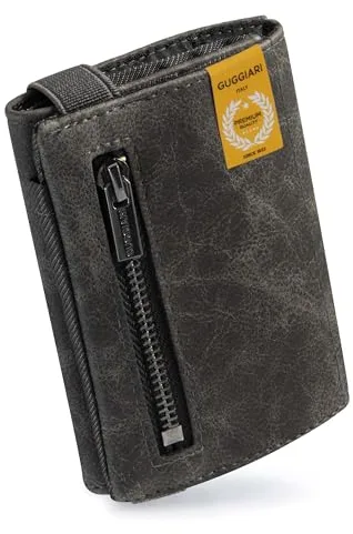 GUGGIARI® Cartera Hombre Cuero de Calidad-Cartera Suave con Monedero, Billetera y Tarjetero - Billeteras, Cartera RFID Antirrobo - Carteras, Billetera Hombre (Charcoal)