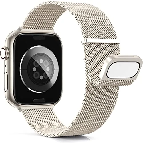 Higgs Metal Correas Compatible con Correa Apple Watch 40mm 41mm 38mm 44mm Ultra 3/2/1 49mm 45mm 42mm 46mm,Pulsera Double Magnética Milanais para iWatch Series 1110 9 SE 8 7 6 5 4 3 2 1