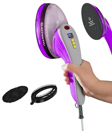 Plancha Vertical Vapor EFFEKTIV, 1800W, 3 en 1 Vapor Vertical Premium, Plancha Ropa con Suela Cerámica, Cepillo de Vapor, Depósito 250ml, Vapor Continuo 750mg/sec, Pantalla led, Autoapagado, Cable 3m