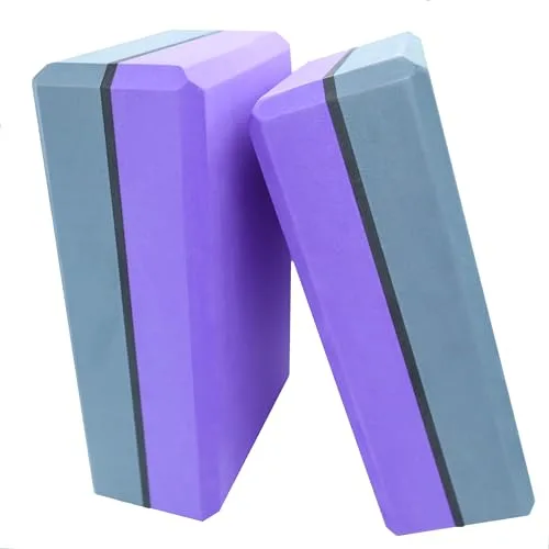 VLFit Juego de 2 Espuma EVA Bloques de Yoga (2 Piezas) (LILA y GRIS)