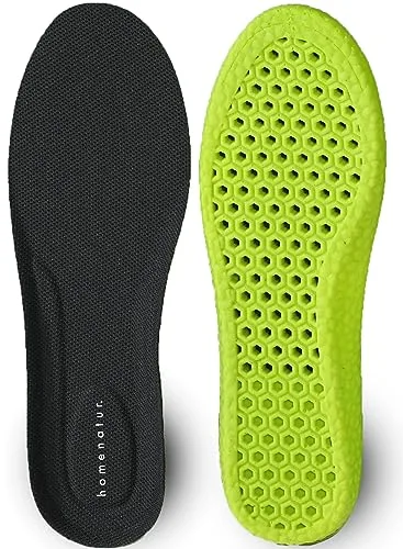 HOMENATUR Plantillas Gel Hombre Trabajo Mujer - PU - Uso Diario Calzado Deportivo - Diseño Transpirable - Cuidado de Pies - Silicona Foam Memory Alivio Taloneras - Padel Ciclismo (45-46)