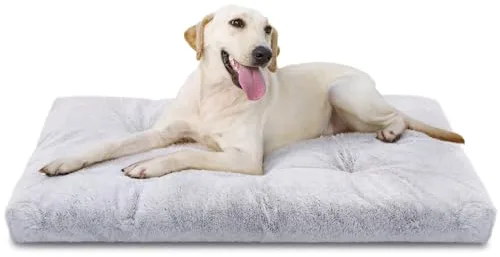 Nobleza Cama Lavable Grande para Perros, Super Suave y Esponjosa Anti-Ansiedad, de Felpa con Fondo Antideslizante, Gris Antiestres, 110x73x10 cm, XL
