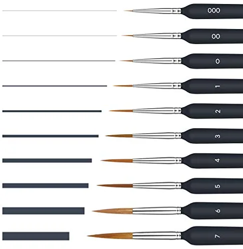 Pinceles Pintura Acrilica, 10 Piezas, Juego Profesional de Detalle Fino Acrilico para Artistas, Óleo, Acuarela, Miniatura, Modelo, Pintura Facial, manicura, Principiantes