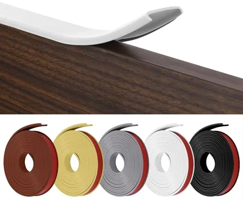 Flintronic Forma U Cinta de Madera Cantos, 5m * 16mm TPE Protector Borde de Muebles, Cantoneras Cubrecantos Autoadhesiva, Proteccion para Mesas y Muebles, Puertas de Automóviles.(Blanco)