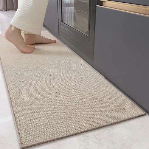 Color&Geometry Alfombras de Cocina Antideslizantes Lavables 43x180cm, Alfombras Delgadas Tejidas de Cocina de 4mm, Alfombra de Suelo Absorbentes para Delante del Fregadero, Pasillo, Beige