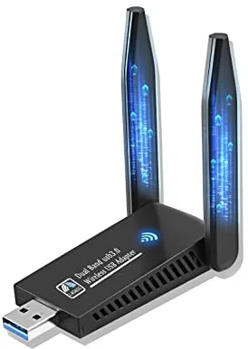 AC1300 Adaptador WiFi USB Dual Band 5GHz/2.4GHz Con Doble Antena Para PC, 1300Mbps, 5dBi Largo Alcance, USB 3.0, Conecta y Reproduce Windows11/10/8.1/8/7/Vista/XP