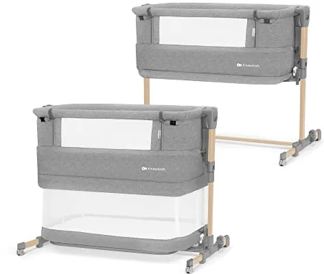 Kinderkraft Neste Grow Cuna de Cabecera Colecho 3 en 1, para Bebé, con Colchón, Fácil Ajuste, Desde el Nacimiento hasta los 2 años, Buena Circulación de Aire, Ruedas transportarás, Gris Claro