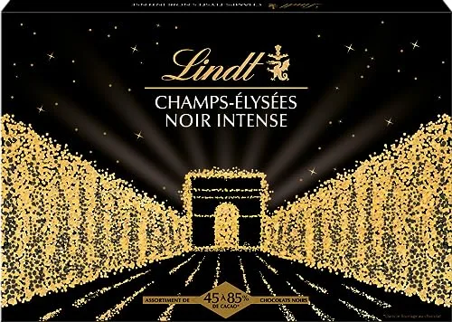 Lindt Champs Élysées Bombones Surtidos de Chocolate Negro, chocolate tradicional Suizo, bombones de chocolate negro de distintas intensidades y cremoso, 395g