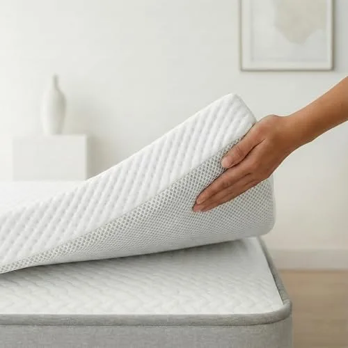 Topper Viscoelástico 135x190 cm – Grosor 6 cm | Fabricado en España | Alivia la Presión | Reduce la Tensión Corporal | 100 % Viscoelástica | Funda Transpirable Desenfundable y Lavable | CertiPUR