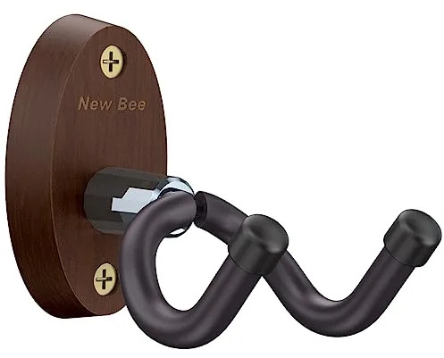 New Bee soporte guitarra pared,Gancho de Guitarra Stand Universal Colgador Guitarra Madera para Mandolina, Bajo, Banjo, 360° Ajustable Gancho Hanger Exhibición para Guitarras, Accesorios Guitarra