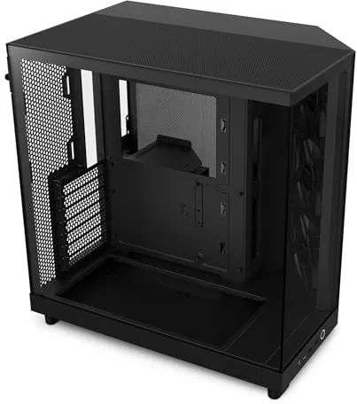 NZXT H6 Flow Caja PC Gaming ATX | Mid-Tower de Cámara Dual Compacta | Paneles de ventilación de Alto Rendimiento | Incluye 3 Ventiladores de 120 mm | Color Negro | CC-H61FB-01