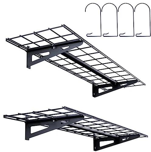 VEVOR Estantes Flotantes de Pared para Garaje, 122 x 30,5 cm, Juego de 2 Piezas, Gran Superficie Útil, Carga de 227 kg por Estante Colgante de Metal para Herramientas, para Tiendas, Garajes, Almacenes