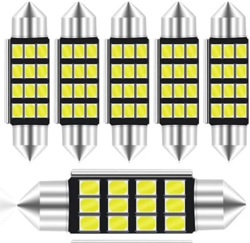 C5W Led.(6 uds).Luces Led Coche.Luz Matricula.CANBUS 12V.Longitud: 36 mm.Varios tamaños a elegir (31-36-39 y 42 mm).Para Maletero,Guantera,Puertas.Bombillas Led Coche.Blanca Ultrabrillante. ALBURANⓇ