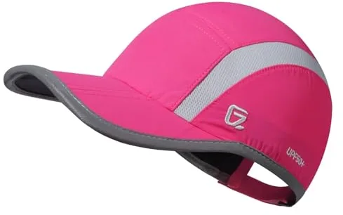 GADIEMKENSD Quick Dry Sports Hat Lightweight Breathable Soft Outdoor Run Cap (Folding Series, Rose Red)