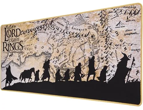 Subsonic - Alfombrilla para Ratón XXL - Alfombrilla de Escritorio El Señor de los Anillos 90x40 cm - Superficie Lisa Optimizada para Sensores, Base Antideslizante, Bordes Cosidos - LOTR