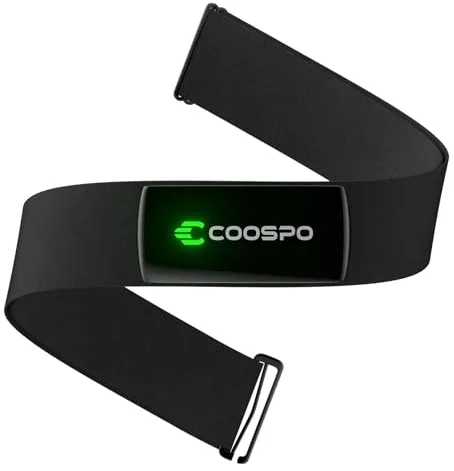 COOSPO H9Z Pulsometro Rechargeable, Bluetooth 5.0 Ant+ frecuencia cardíaca HRM Fitness Tracker IP67 Impermeable, Heart Rate Monitor Compatible con Wahoo Zwift Strava Elite HRV