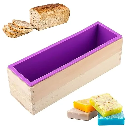 Moldes para Jabones Artesanales,1200ML Molde Jabon,Moldes para Jabones con Caja de Madera,Moldes de Silicona para Jabones Reutilizables,Molde Jabon para Manualidades,Fabricación de Jabón Hecha a Mano