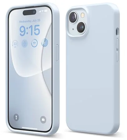elago Funda Silicona Líquida Compatible con iPhone 15, Silicona Premium, Funda Protectora Cuerpo Completo [Estructura A Prueba de Golpes 4 Capas], Forro Microfibra Suave Antiarañazos (Azul Celeste)