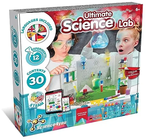 Science4you Laboratorio de Ciencias para Niños 5 6 7 8+ Años - Kit de Ciencias con 12 Experimentos, Cree y Personalice su Lab de Química, Juegos Educativos y Regalos para Niños y Niñas 5 6 7 8+ Años