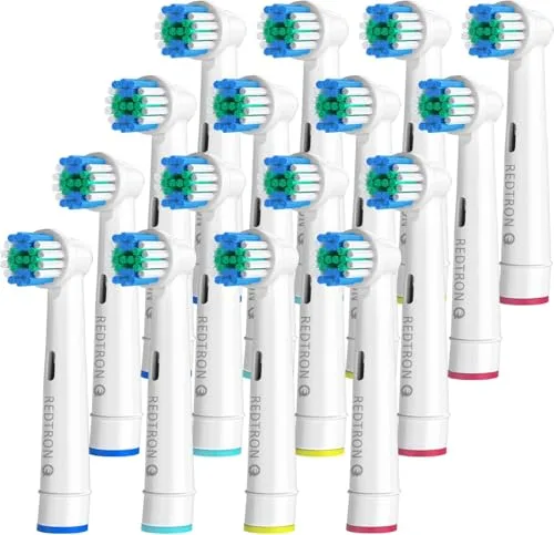 REDTRON Recambios para Cepillo de Dientes Eléctrico compatible con Oral B (16 unidades), Cabezal de cepillo de dientes Precision Clean Pro1000 Pro3000 Pro5000 Pro7000 y más