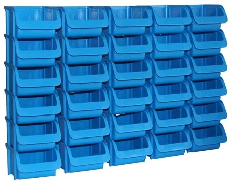 Hünersdorff 30 x caja de almacenaje - SET en tamaño 1 - de polipropileno (PP)- ideal para sistemas de organización y clasificación, paneles murales, estanterías móviles, estanterías de taller - azul