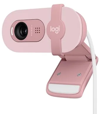 Logitech Brio 100, cámara Web Full HD para reuniones y Streaming, Equilibrio de iluminación automático, micrófono Integrado, Tapa de privacidad, USB-A, Microsoft Teams, Google Meet, Zoom y más - Rosa