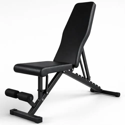 Banco de Musculación Plegable Ajustable/Banco de Pesas Multifuncional para Gimnasio en Casa/Fitness Home Gym con Respaldo Inclinable/Entrenamiento con Mancuernas y Abdominales/Resistente