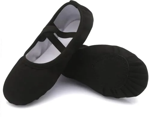 Uniuni Zapatillas Ballet Niña Canvas Ballet Zapatos Mujer Lona Transpirable Puntas Gimnasia Danza Zapatos Suela Cuero Dividido Zapatillas Negro 38