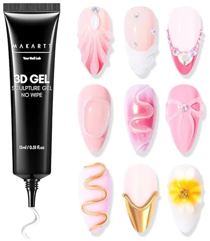 Makartt 3D Sculpting Gel - 15g Rhinestone Glue Pegamento para Uñas Profesional 3D Nail Art Gel UV LED para Esculturas de Uñas Diseño de Manicura DIY Casa