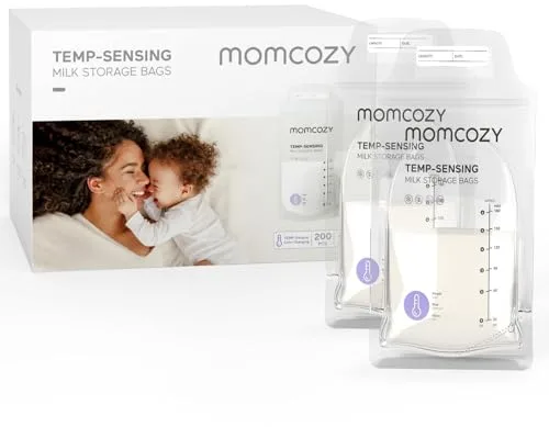 200 bolsas de almacenamiento momcozy con detección de temperatura, bolsas de almacenamiento de leche materna, bolsa de almacenamiento de leche desechable con 180ml, bolsas de almacenamiento de leche