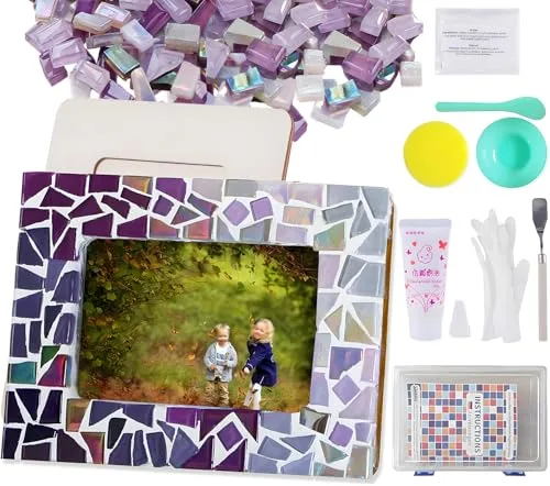 AiYoYo Marcos de fotos de mosaico juegos de manualidades, arte creativo de mosaico, juego de manualidades de mosaico para niños y adultos, marco de fotos creativo de madera para niños, regalos