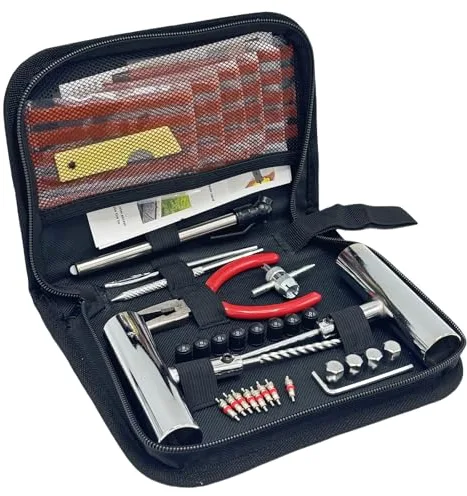 TONZACK Juego de reparación de neumáticos, 61 Unidades, Juntas rápidas, Herramientas de reparación de neumáticos universales para reparación de pinchazos para Coche, camión, Tractor, Remolque,