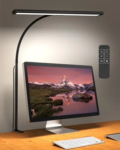 iFalarila 160 LED Lámpara de Escritorio con mando a distancia con Pinza, 70CM Lámparas de Mesa más Brillantes 360° Lámpara de Lectura Flexible con Cargador USB para Trabajo Estudio o Lectura