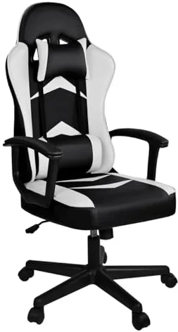 Silla Gaming Ergonómica Reclinable con Cojín Lumbar y Cervical | Respaldo Alto Acolchado | Altura ajustable | Ruedas Giratorias 360° y Reposabrazos | Ideal Ordenador, Oficina, Videojuego o Escritorio