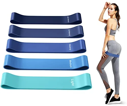 Bandas de Resistencia [Juego de 5 Unidades] con 5 Niveles de Resistencia, Resistentes a la Piel con Bolsa de Transporte, Bandas de Gimnasia para Yoga, Pilates, Sentadillas, estiramientos