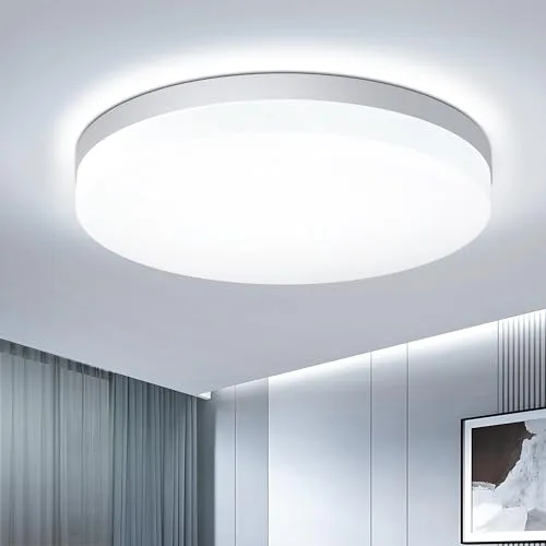 EASY EAGLE Plafon LED Techo, 48W 4800LM 6500K Lámparas de Techo, IP44 Ø30cm Blanco Downlight Plafones para Techo Cocina Pasillo Baño Sala