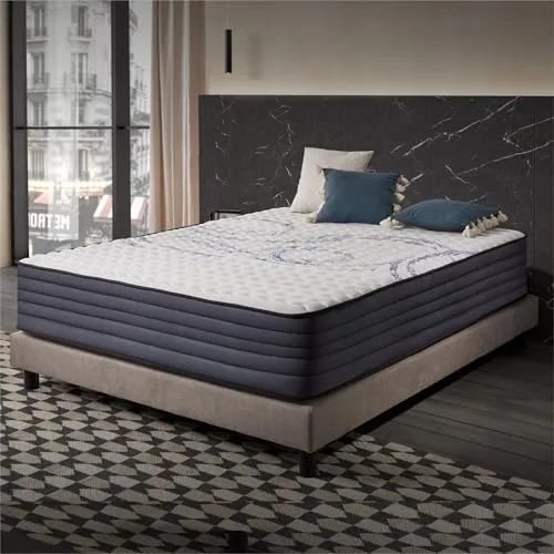 Naturalex - Colchón Muelles Perfectsleep 150x190 cm - 30 cm - Híbrido - Muelles Ensacados + Viscoelástica - Semifirme - Hipoalergénico - Ergonómico - 7 Zonas Confort - Blue Látex