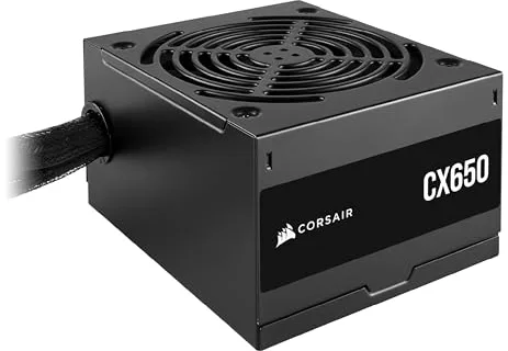 CORSAIR CX650 ATX 650W Fuente de Alimentación - Eficiencia 80 Plus Bronze - Bajo Ruido - Cables con Funda - No Modular - EU - Negro