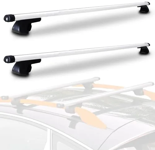 Barras de Techo para Coche. Baca Portaequipajes de Coche para Viajes. Barras Superiores Compatibles con Rieles Laterales Elevados para Equipaje. Barra Portátil para Transportar.