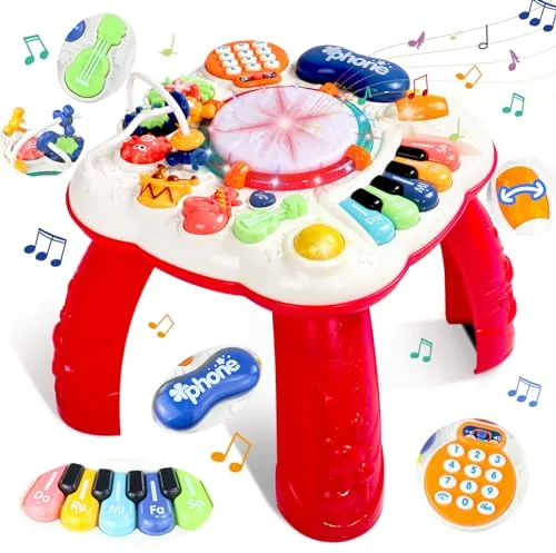 Juguetes Niños 1 Año - Mesa Actividades Bebe 1 Año Juguetes Montessori Mesa Musical Bebe con Sonido y Luces Juguetes para Niños de 1 2 Años Juegos Regalo Bebe 1 2 Años Niño Niña Originales Navidad