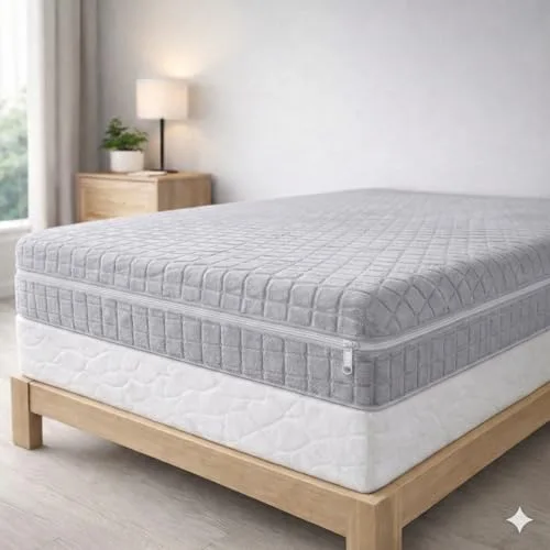 Degrees Home Teide – Funda de Colchón con Cremallera Antiacaros, Lavable y Transpirable – Protector de Colchón Suave, Hipoalergénico y Ajustable (150 cm) – 100% Poliéster, Tejido Elástico