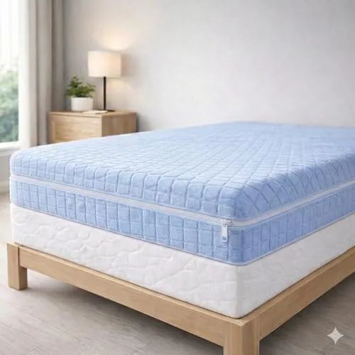 Degrees Home Teide – Funda de Colchón con Cremallera Antiacaros, Lavable y Transpirable – Protector de Colchón Suave, Hipoalergénico y Ajustable (140 cm) – 100% Poliéster, Tejido Elástico