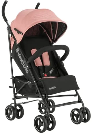 KikkaBoo BEETLE Silla de Paseo, Carrito Bebé hasta 22 kg, Plegado, Ligero, Compacto, Rosa