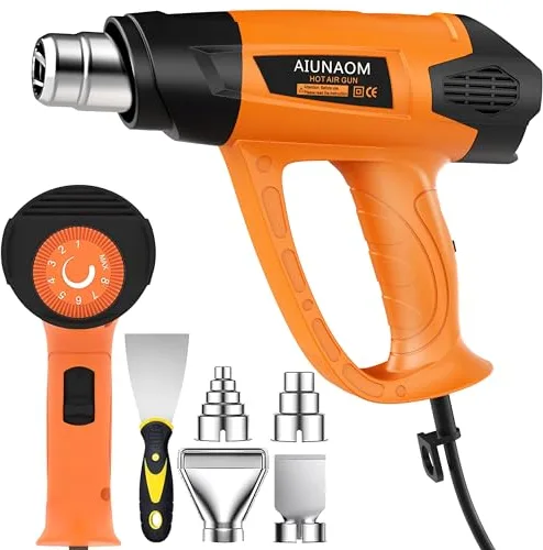 Pistola de Aire Caliente AIUNAOM 2000W Pistola de Calor Professional 9 niveles de temperatura ajustables 50℃-650℃ Decapadora Protección Contra Sobrecarga para Soldar,Quitar Pintura y Calentar