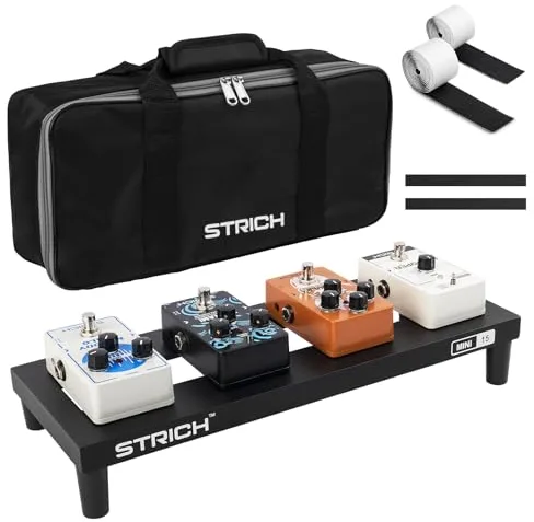 STRICH Pedalera de guitarra de aleación de aluminio, 0.83 libras, efecto superligero, 38.1 x 14.4 cm, con bolsa de transporte, MINI 15