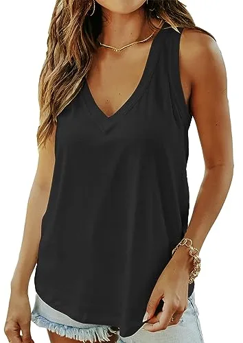 AirMood - Camiseta Sexy de Verano para Mujer sin Mangas con Ajuste Holgado, Negro, M