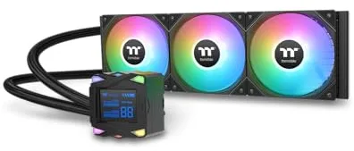 Thermaltake LA360-S ARGB Sync | Refrigeración Líquida AIO CPU 360 mm Alto Rendimiento | Pantalla LCD 2.4” en Tiempo Real | ARGB Sincronizado | Negro